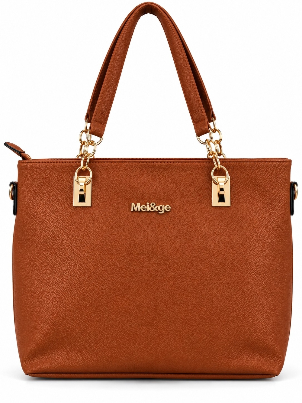 Brown Tote Bag with Gold Hardware